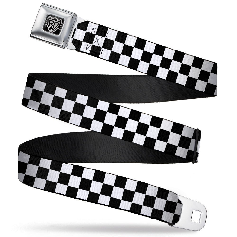 5546 unisex adult Seatbelt Buckle Checker Black White Belt, Checker